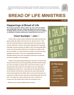2015 Fall Newsletter - Bread of Life Ministries