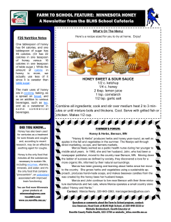 MINNESOTA HONEY A Newsletter from the BLHS School Cafeteria