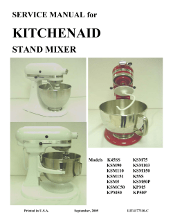 SERVICE MANUAL for KITCHENAID