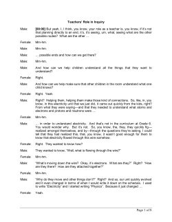 Teachers` Role in Inquiry - Video Transcript