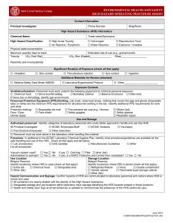 High Hazard Operating Procedure