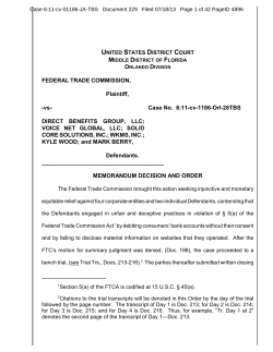 FEDERAL TRADE COMMISSION, Plaintiff, -vs- Case No. 6:11