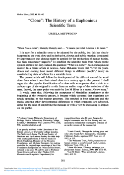 "Clone": The History of a Euphonious Scientific Term