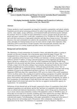 Sustainability and Policy Principles for Human Services in Australian