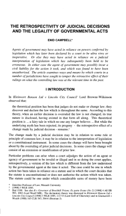 Campbell, Enid --- "The Retrospectivity of Judicial Decisions and the