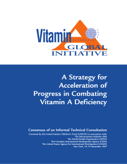 A Strategy for Acceleration of Progress in Combating Vitamin A