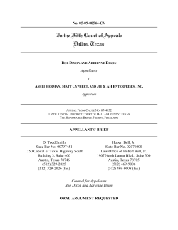 In the Fifth Court of Appeals Dallas, Texas
