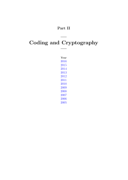 Coding and Cryptography