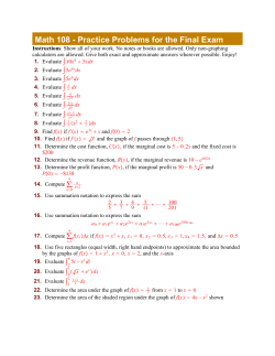 Math 108 - Practice Problems for the Final Exam