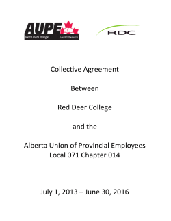 Collective Agreement Between Red Deer College and the Alberta