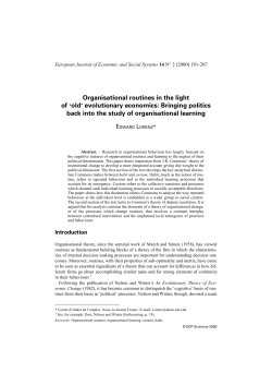 Organisational routines in the light of `old` evolutionary
