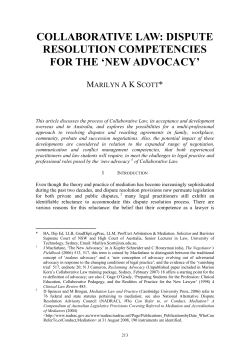 collaborative law: dispute resolution competencies for the