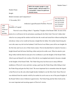 Arthurian Legends Research Portfolio EXAMPLE