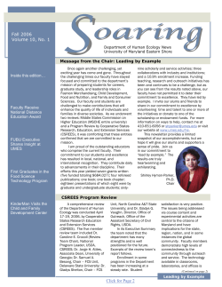 Message from the Chair: Leading by Example