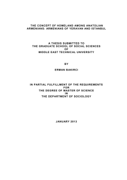 THE CONCEPT OF HOMELAND AMONG ANATOLIAN ARMENIANS