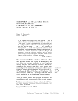 MEDITATION AS AN ALTERED STATE OF CONSCIOUSNESS