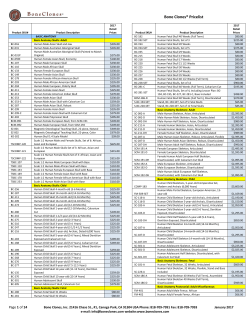 Bone Clones&reg; Pricelist