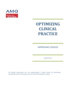 Discussion paper on optimizing clinical practice