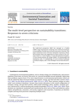 The multi-level perspective on sustainability transitions