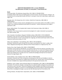 ANNOTATED BIBLIOGRAPHY FOR C.C. Hunter PROGRAMS Key