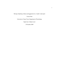 1 Boxing: Exploring violence and aggression in a `macho` male sport