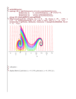 diff(theta(t),t)=v(t)-cos(theta(t))/v(t), diff(v(t),t) = -si
