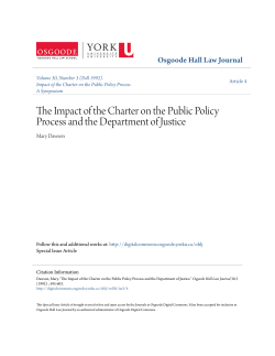 The Impact of the Charter on the Public Policy Process and the