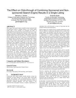 The Effect on Click-through of Combining Sponsored and Non