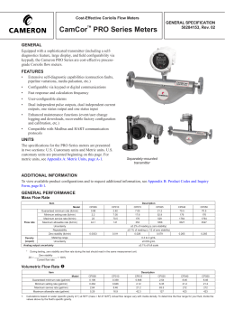 CamCor PRO Coriolis Meter Series General Specs
