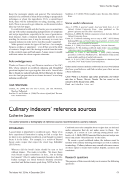 Culinary indexers` reference sources