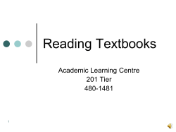 Reading To Learn - University of Manitoba