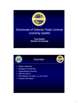 Directorate of Defense Trade Controls Licensing Update
