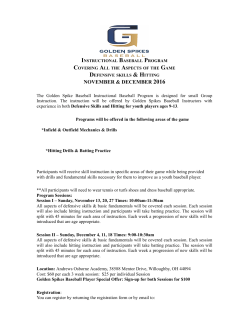 Defensive Skills and Hittting &ndash; Ages 9-13