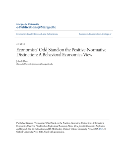 Economists` Odd Stand on the Positive