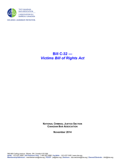 Bill C-32 &mdash; Victims Bill of Rights Act