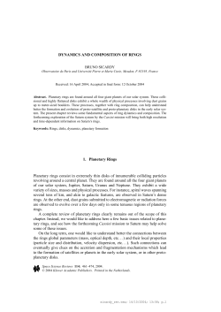 DYNAMICS AND COMPOSITION OF RINGS 1. Planetary