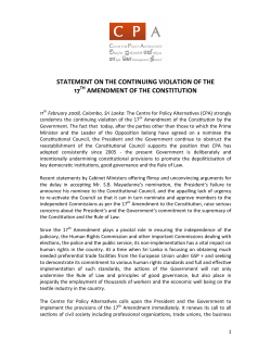 Statement on 17th Amendment - Centre for Policy Alternatives