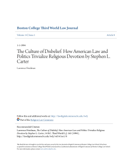 The Culture of Disbelief - Digital Commons @ Boston College Law
