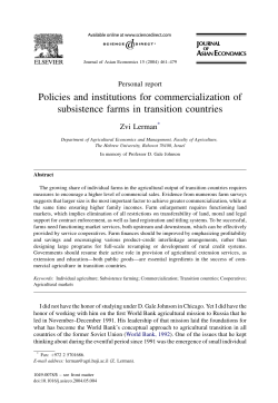 Policies and institutions for commercialization of subsistence farms
