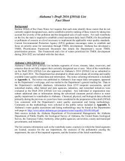 Alabama`s Draft 2016 &sect;303(d) List Fact Sheet