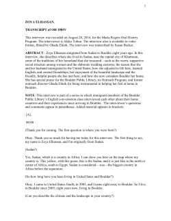 1 ZOYA ELHASSAN. TRANSCRIPT of OH 1985V This interview was