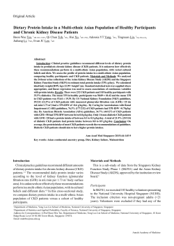 Dietary Protein Intake in a Multi-ethnic Asian Population of Healthy