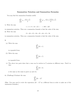 Summation Notation and Summation Formulas
