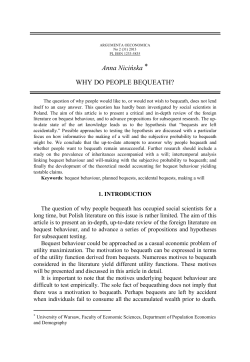 Anna Nicińska * WHY DO PEOPLE BEQUEATH?