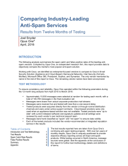 Opus One Compares Industry-Leading Anti-Spam Services
