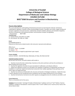 BIOC*3560, Course Outline, Fall 2016