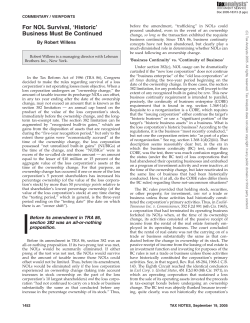 For NOL Survival, `Historic` Business Must Be Continued