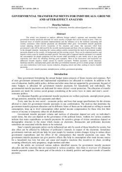 GOVERNMENTAL TRANSFER PAYMENTS FOR INDIVIDUALS
