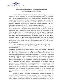 Keats Using `Ode on Melancholy`