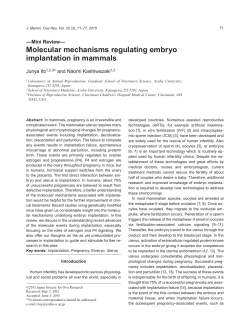 Molecular mechanisms regulating embryo implantation in mammals
